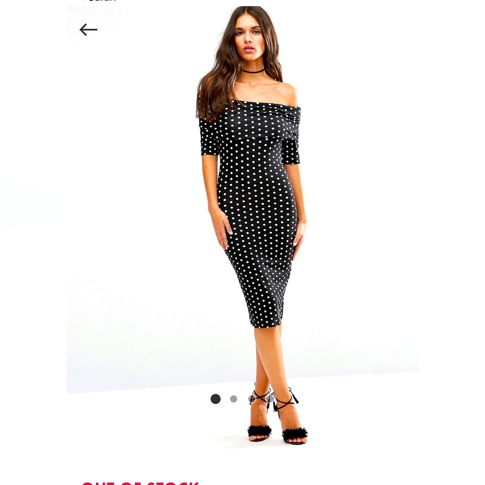 NEW ASOS polka dot Bardot dress
